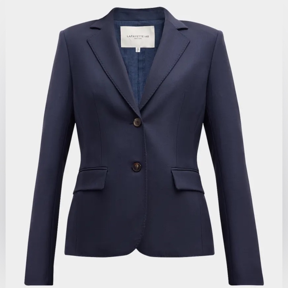 Lafayette148 Stretch Wool Fitted Blazer
